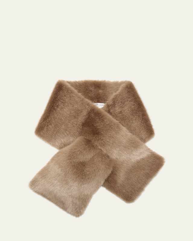 Brown Faux Fur Pull-Through Scarf