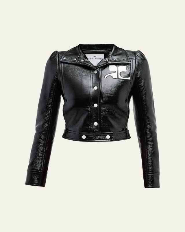 Textured Vinyl Crop Jacket