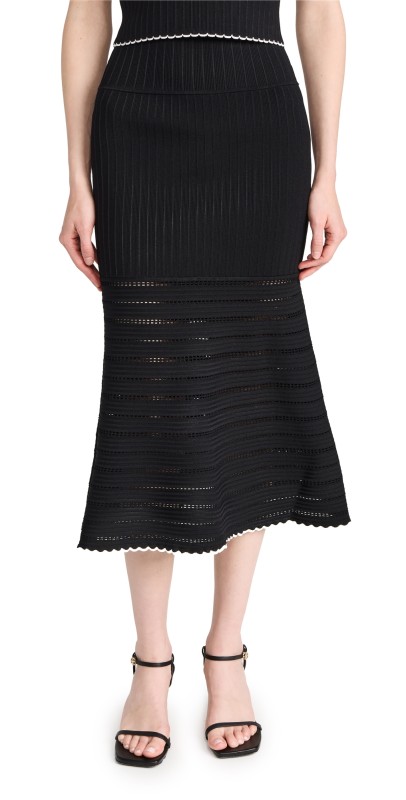 Victoria Beckham Flared Midikirt Black