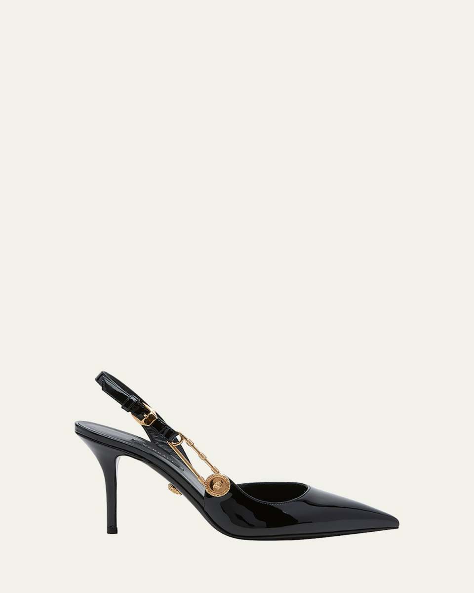 85mm Patent Leather Slingback Pumps