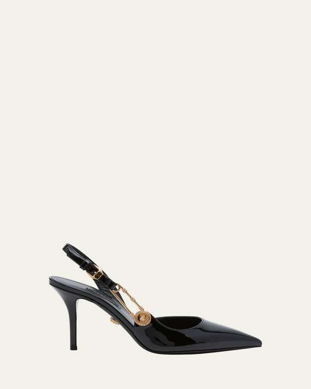 85mm Patent Leather Slingback Pumps