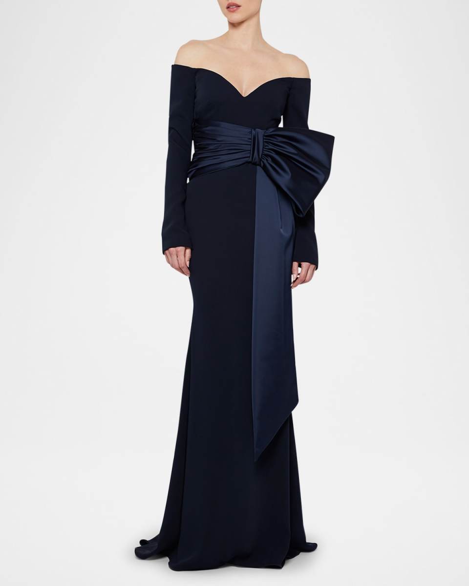 Kate Off-The-Shoulder Bow Trumpet Gown