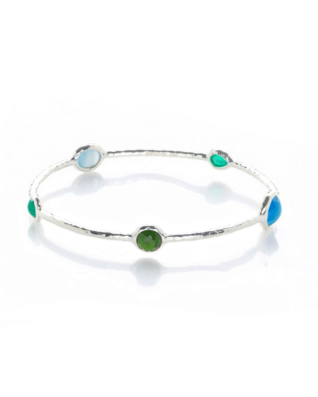 5-Stone Bangle Bracelet in Sterling Silver
