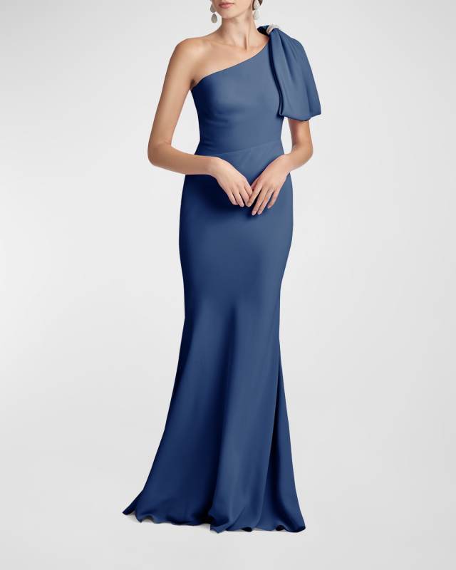 Aubrey Bias-Cut Satin Crepe Gown