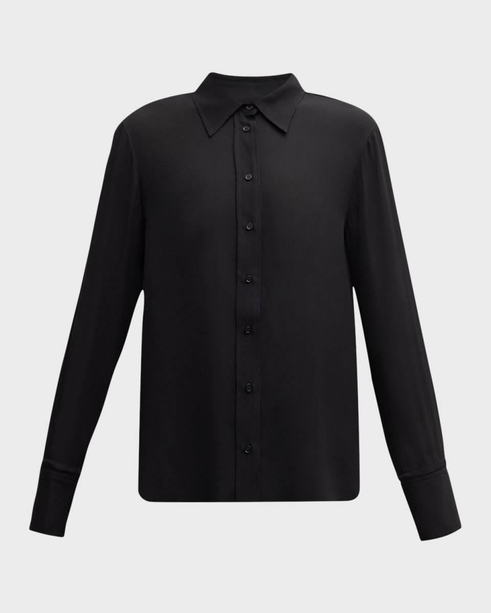 Button-Down Double Georgette Blous