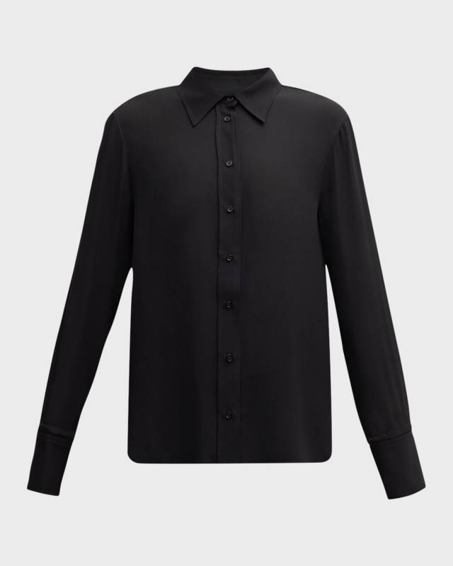 Button-Down Double Georgette Blous
