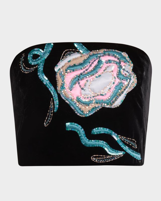 Embroidered Strapless Bustier Top