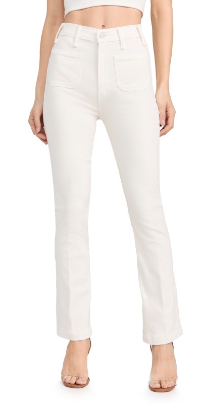 MOTHER The Hustler Patch Pocket Flood Jeans Cream Puffs