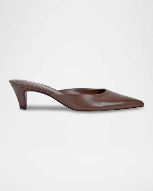 Leather Kitten Mule Pumps