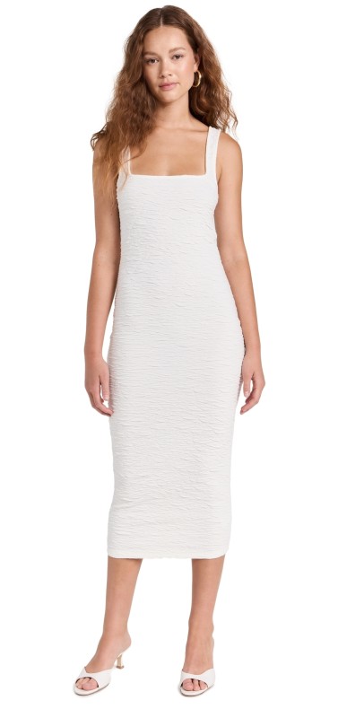 Good American Wide Scrunchie Midi Dress Ivory001