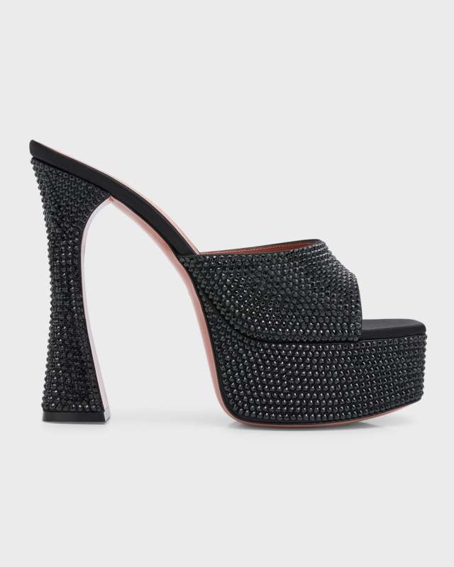 Dalida Crystal Platform Slide Sandals
