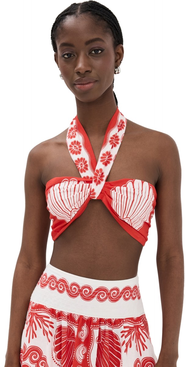 FARM Rio Ainika Shell Crop Top Ainika Shell Red