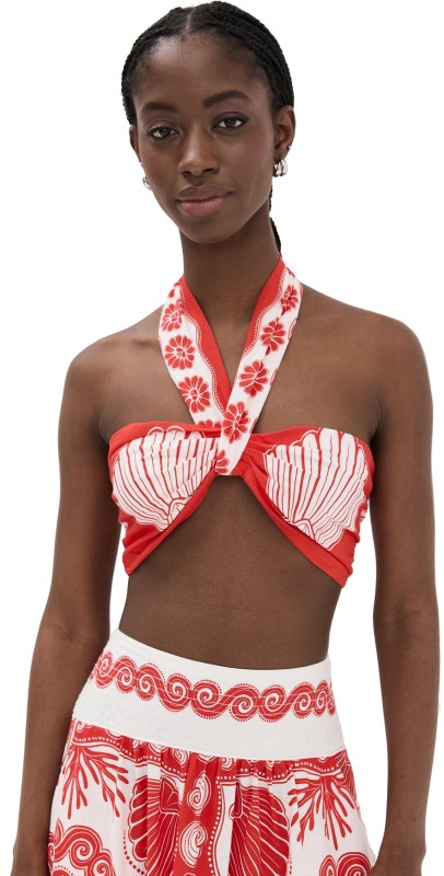 FARM Rio Ainika Shell Crop Top Ainika Shell Red