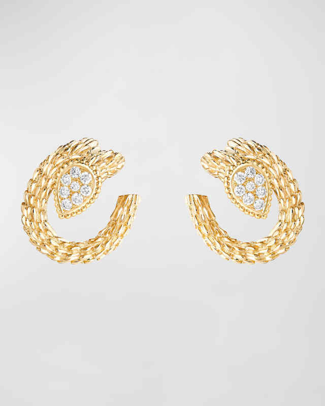 Serpent Boheme 18K Yellow Gold Diamond Hoop Earrings
