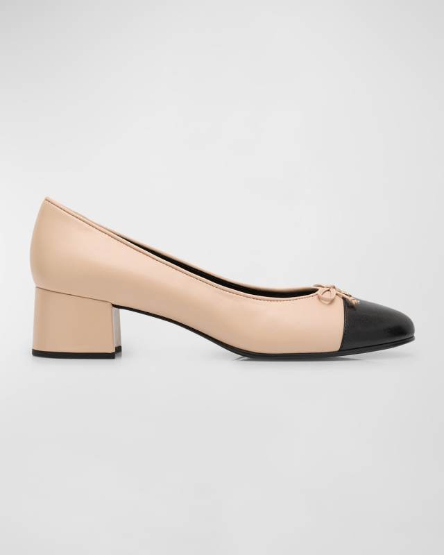 Bicolor Cap-Toe Ballerina Pumps
