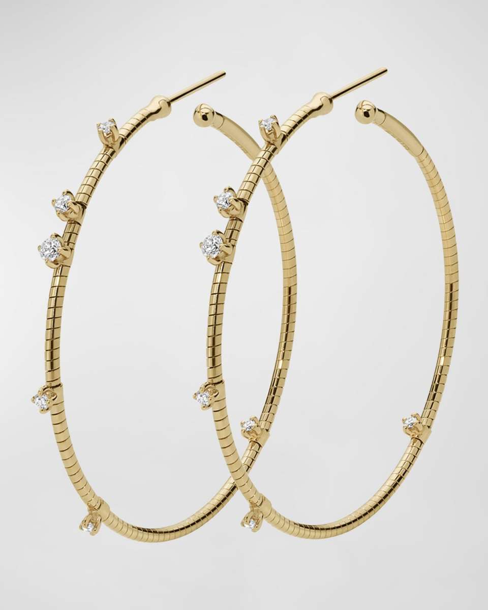 18k Yellow Gold Diamond Hoop Earrings