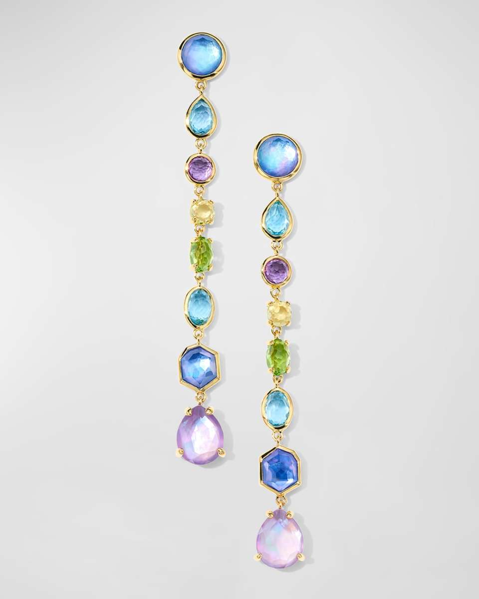 18K Gold Rock Candy 8-Stone Linear Drop Earrings