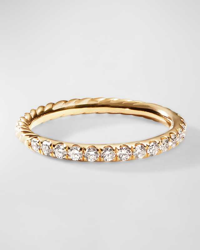 Cable Collectibles Stack Ring with Diamonds in 18K Gold, 2mm