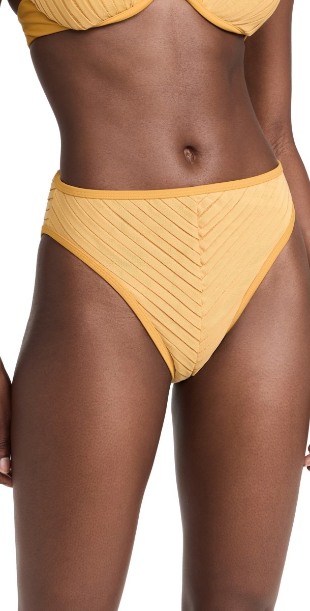 Andrea Iyamah Pura High Rise Bikini Bottoms Mustard