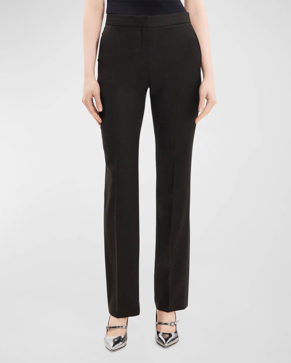 Wool Flannel Slim Straight-Leg Pants