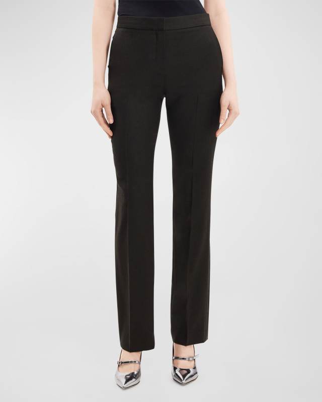Wool Flannel Slim Straight-Leg Pants
