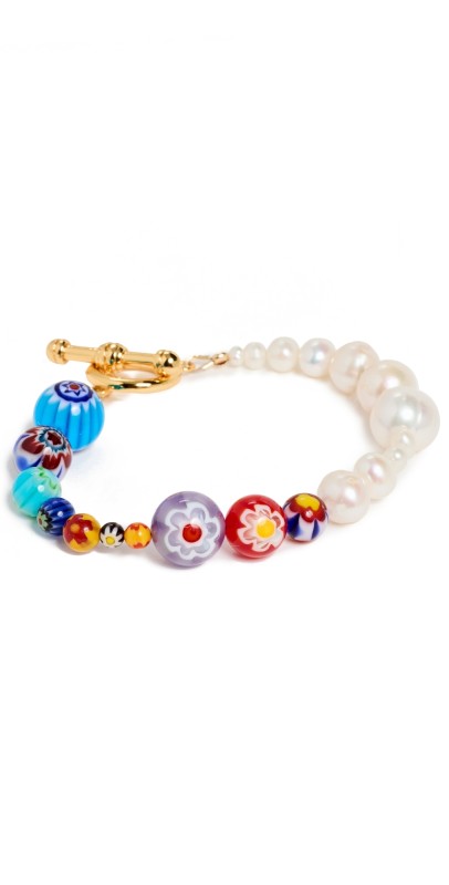 Brinker + Eliza Glass Half Full Bracelet Pearl Mult
