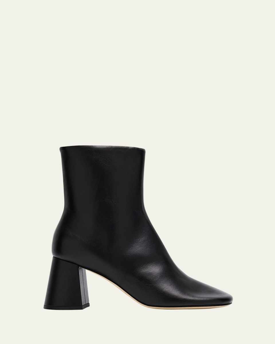 Harlow Leather Block-Heel Ankle Booties