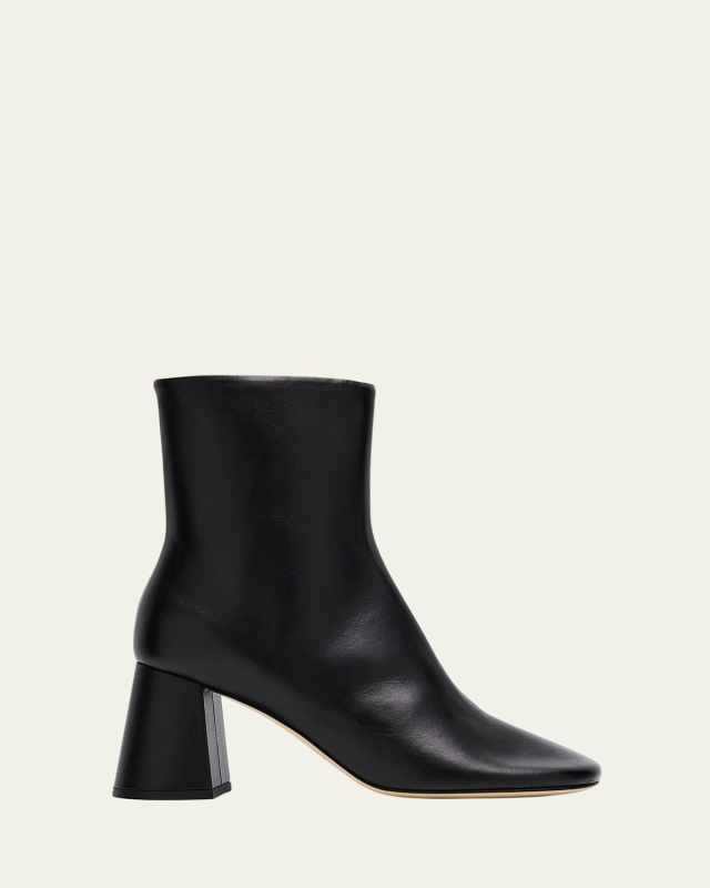 Harlow Leather Block-Heel Ankle Booties