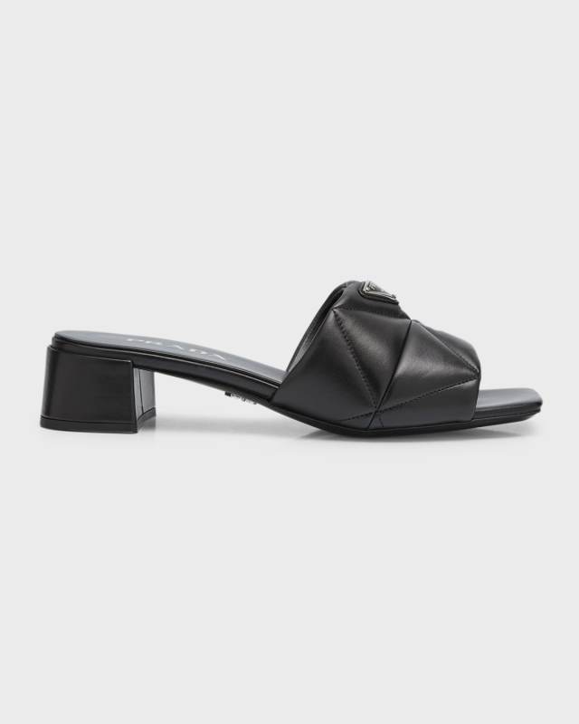 Quilted Leather Slide Sandals