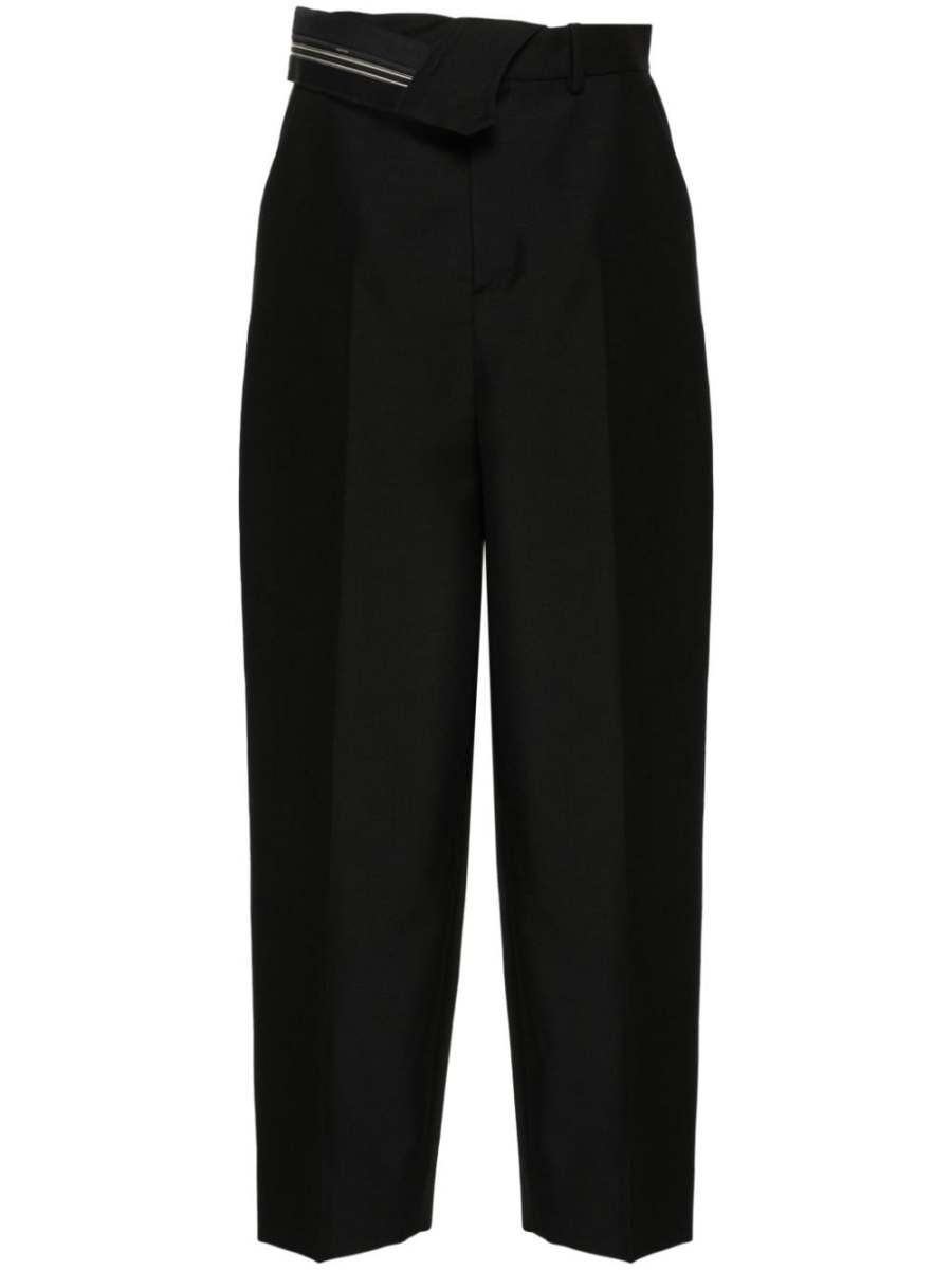 pressed-crease tapered trousers