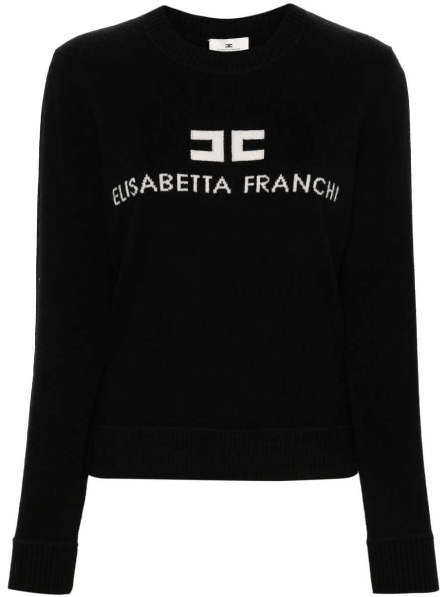 logo-intarsia crew-neck jumper
