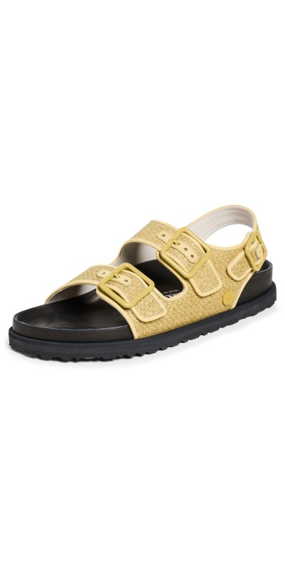 Birkenstock 1774 Milano Raffia Luxe Sandals Golden Olive
