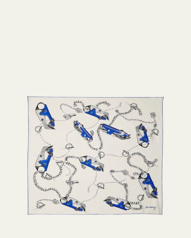 Knight Clip Silk Twill Square Scarf