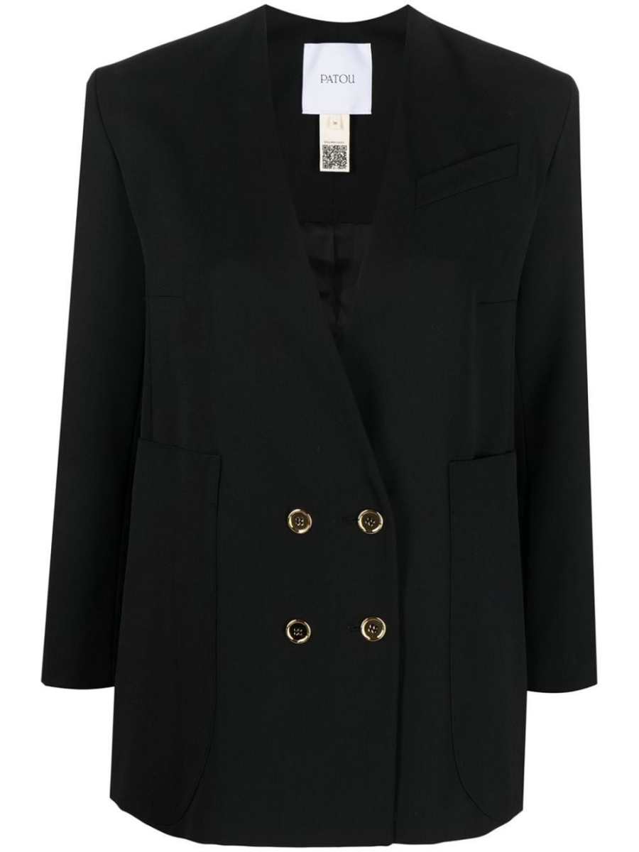 collarless double-breasted blazer