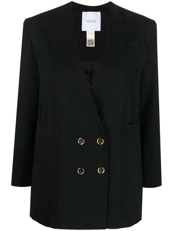 collarless double-breasted blazer
