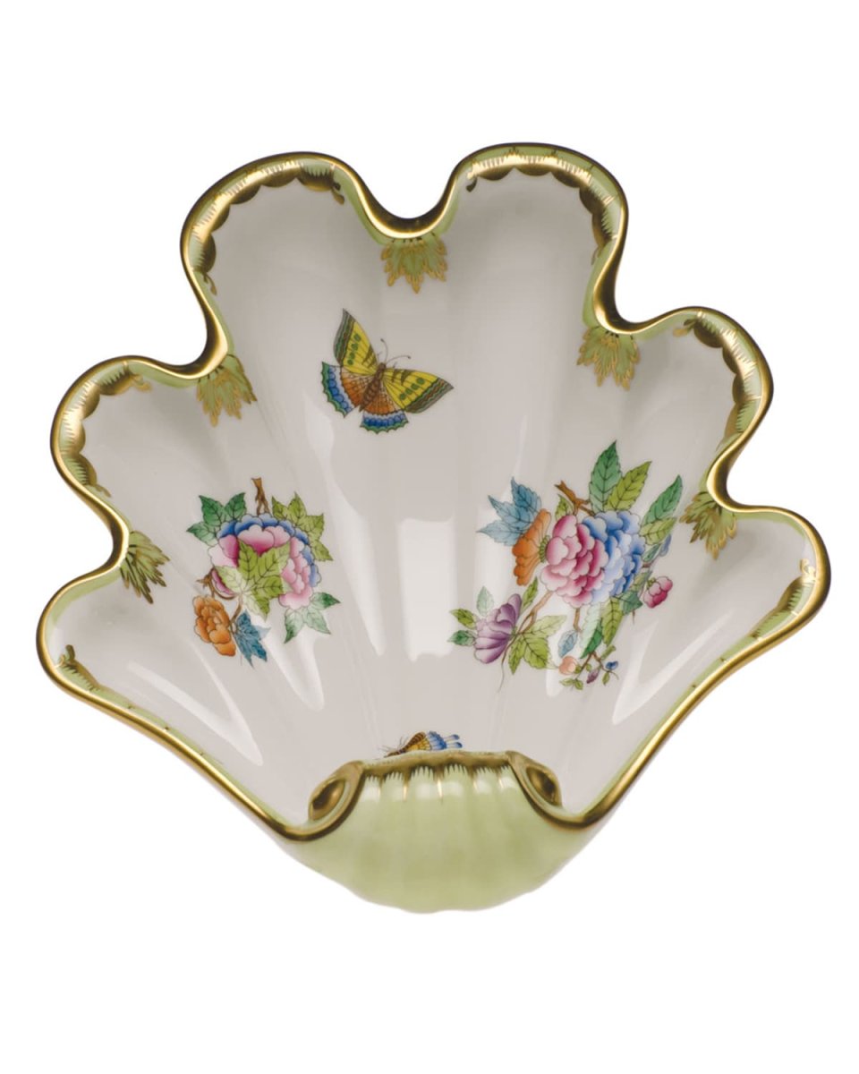 Queen Victoria Green Large Shell Dish