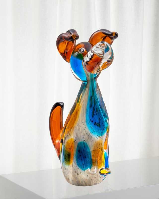 Maximo Art Glass Dog Sculpture - 5.5" x 3.5" x 7.75"