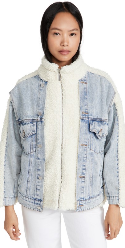 BLANKNYC Bear Hug Denim Sherpa Jacket Bear Hug