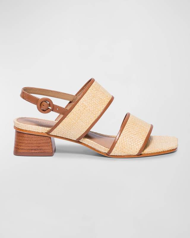Raffia Dual-Band Slingback Sandals