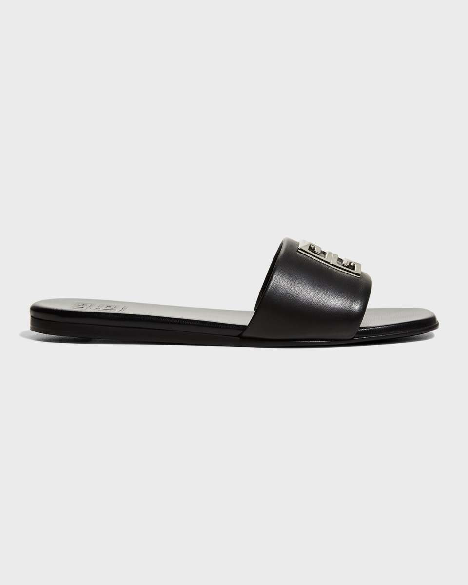 4G Lambskin Medallion Flat Sandals