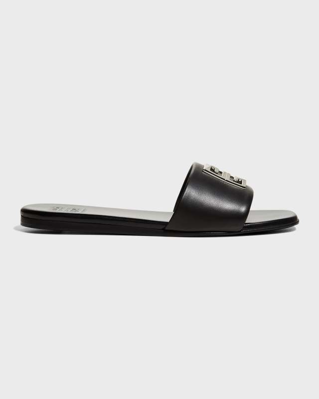 4G Lambskin Medallion Flat Sandals