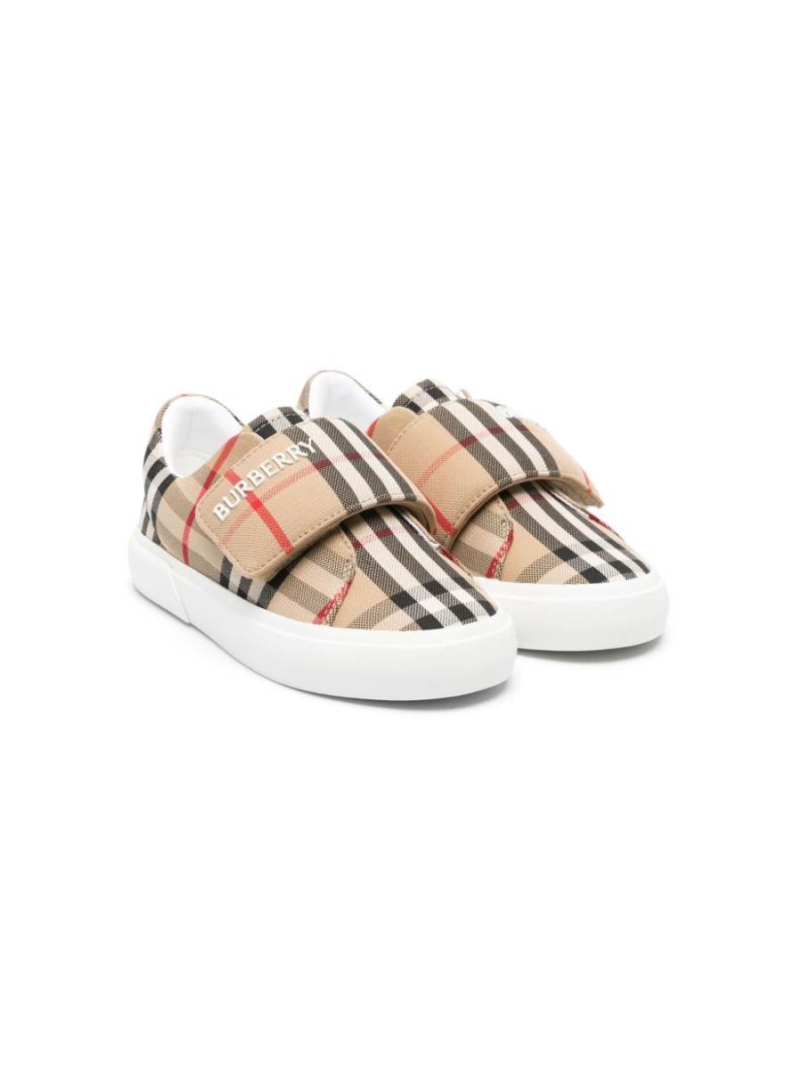 vintage-check pattern touch-strap trainers