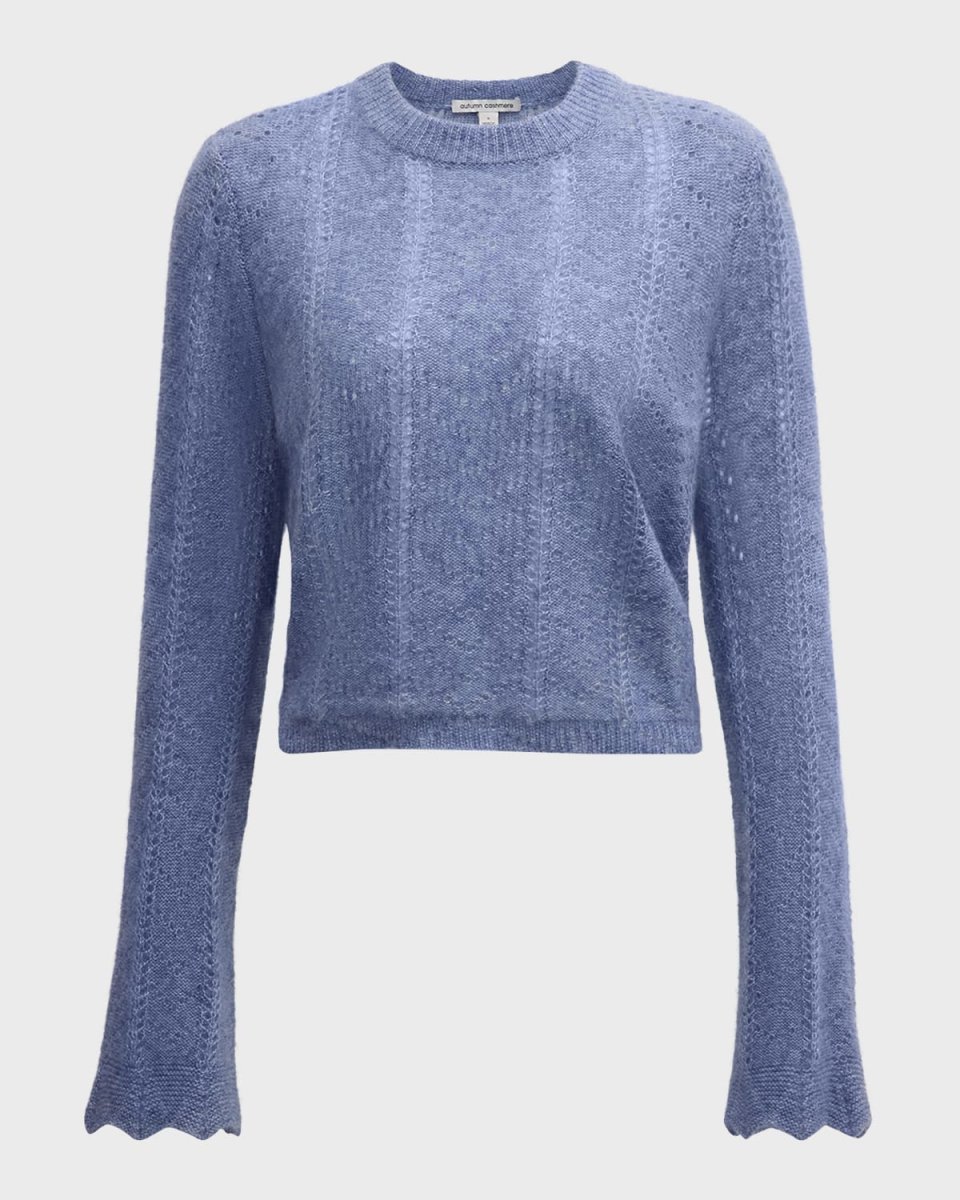 Chevron Pointelle-Knit Cashmere Sweater