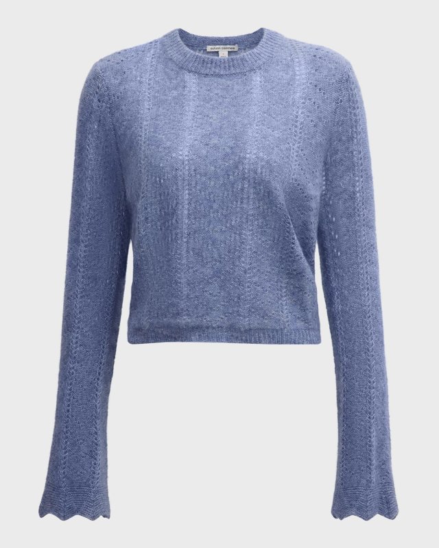 Chevron Pointelle-Knit Cashmere Sweater