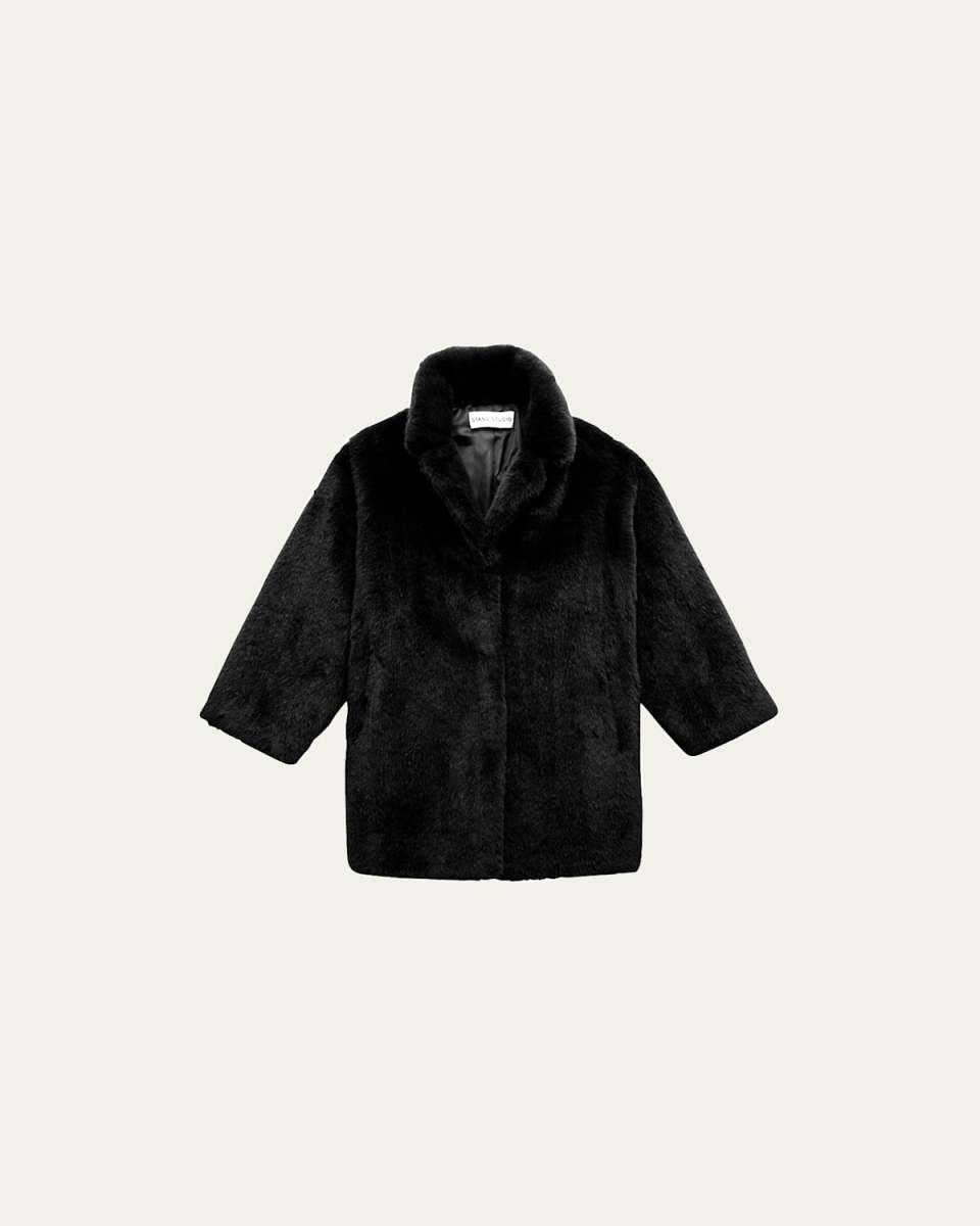 Kid's Camille Faux Fur Cocoon Coat, Size 2-12