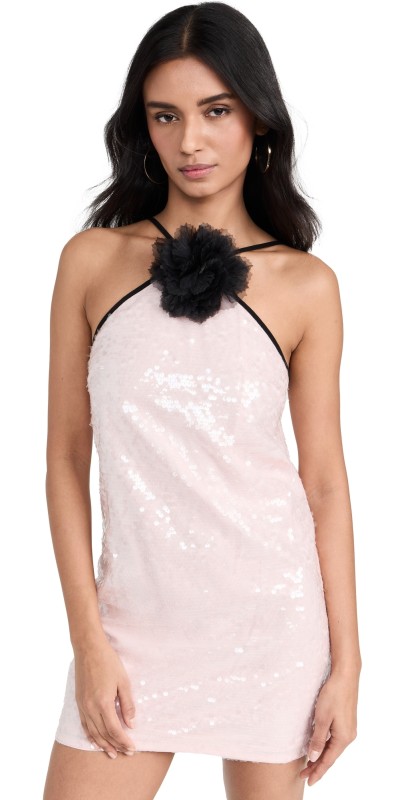 Self Portrait Pale Pink Sequin Mini Dress Pale Pink