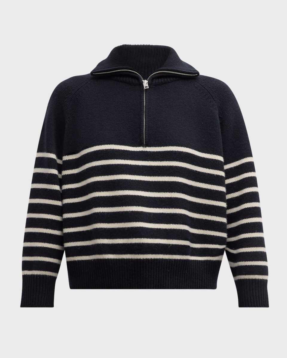 Ganze Striped Cashmere Zip Henley Sweat