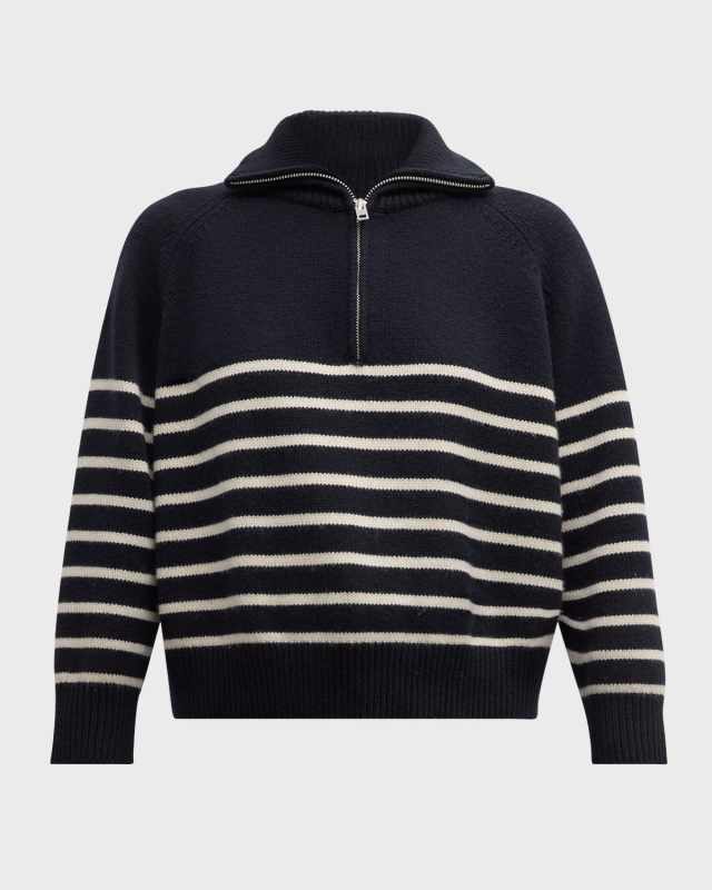 Ganze Striped Cashmere Zip Henley Sweat