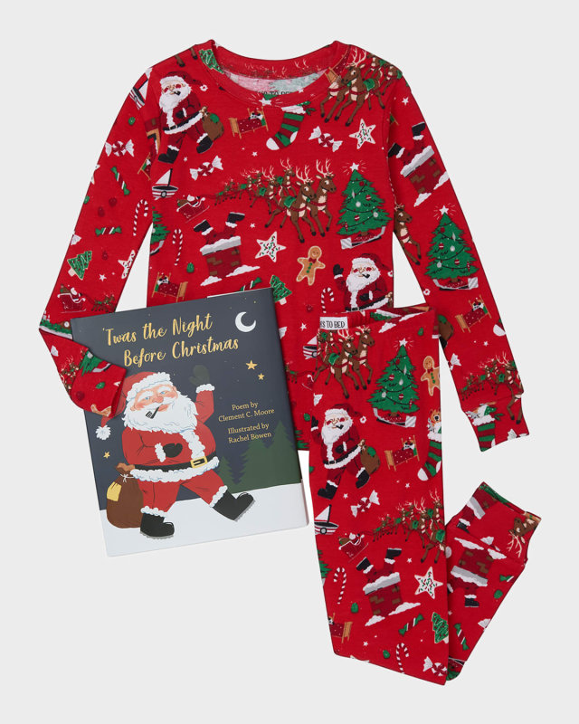 Kid's Twas the Night Before Christmas Printed Pajama Gift Set, Size 2-8