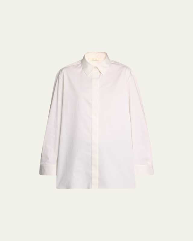 Big Sisea Button-Front Long-Sleeve Cotton-Stretch Shirt